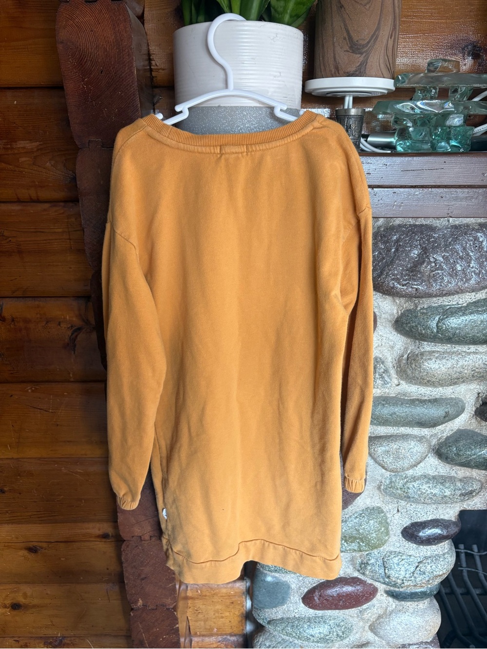Miles Mustard Girls Sweatshirt Dress Size 7 French Terry Pocket Cozy Kids - Picture 7 of 8